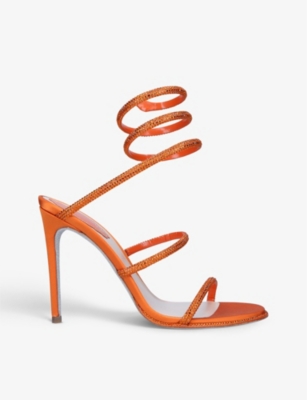 RENE CAOVILLA - Cleo crystal-embellished leather heeled sandals ...