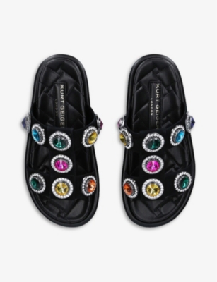 Shop Kurt Geiger London Women's Black Orson Crystal-embellished Suede Sandals