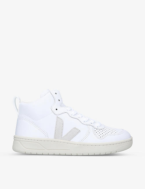 VEJA: V-15 leather and suede high-top trainers
