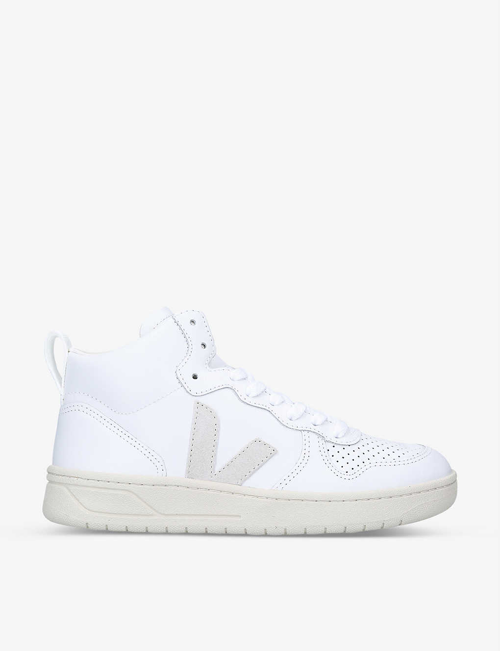Shop Veja Women's White Women's V-15 Leather And Suede High-top Trainers