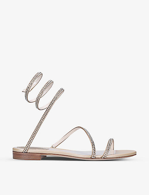 RENE CAOVILLA: Cleo crystal-embellished leather sandals