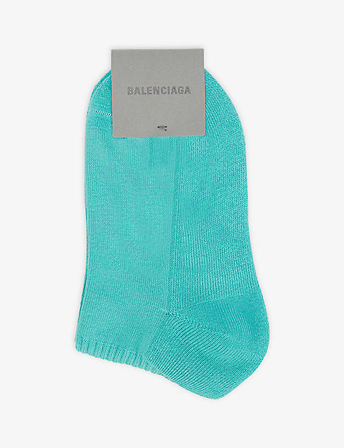 BALENCIAGA: Logo-intarsia stretch-cotton tennis socks