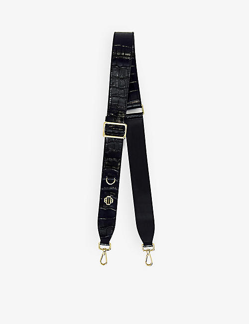 MAJE: Logo-embellished croc-embossed leather bag shoulder strap