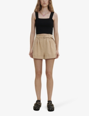 Maje Maclyna Cropped Stretch-jersey Top In Noir / Gris