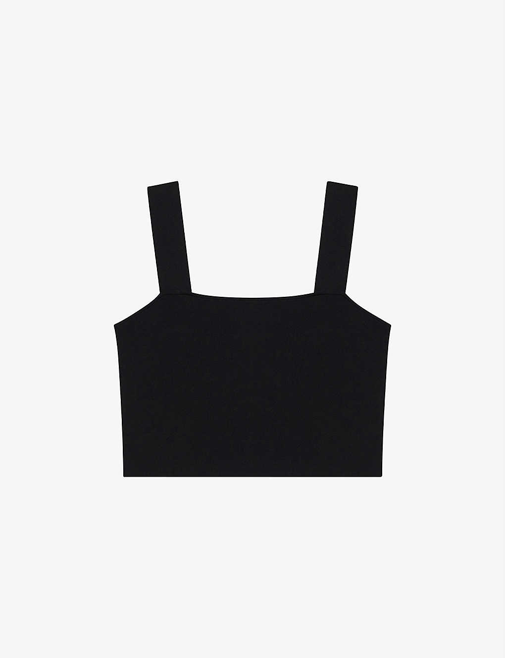 Maje Maclyna Cropped Stretch-jersey Top In Noir / Gris