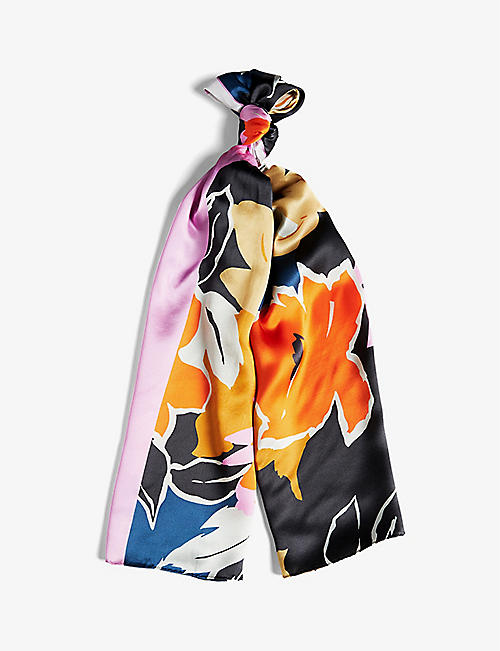 TED BAKER: Olivee floral-print silk scarf