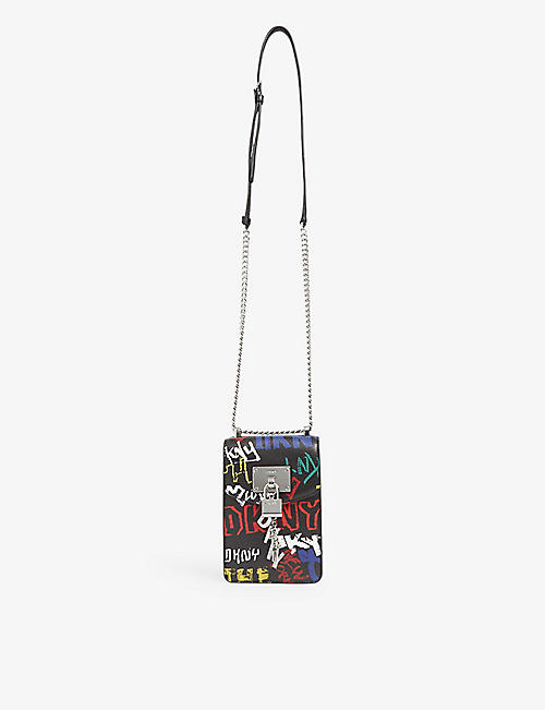 DKNY: Elissa graffiti-print nano-small leather shoulder bag