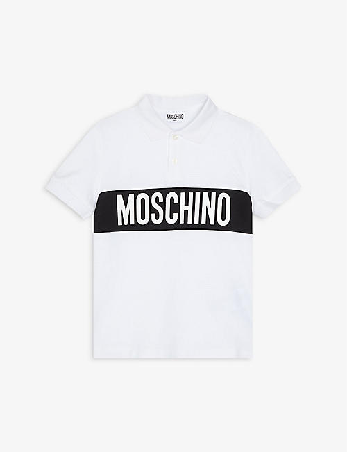MOSCHINO: Logo contrast stretch-cotton polo shirt 8-14 years