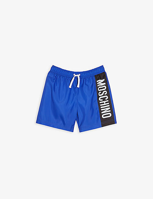 MOSCHINO: Logo stripe woven swim shorts 6-12 years