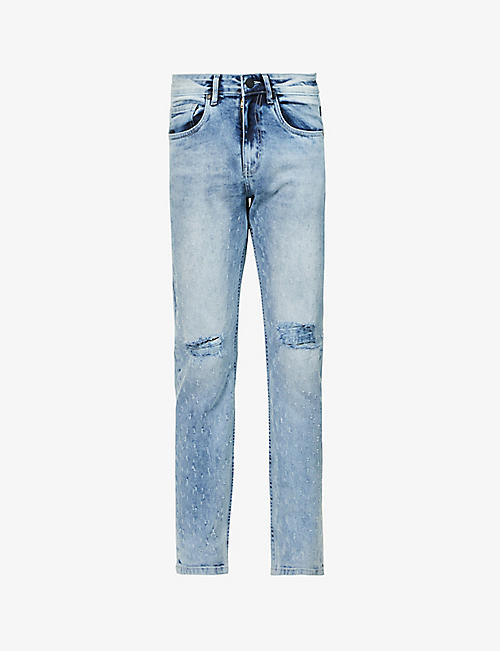 NO.91: Bullet slim-fit tapered stretch-denim jeans