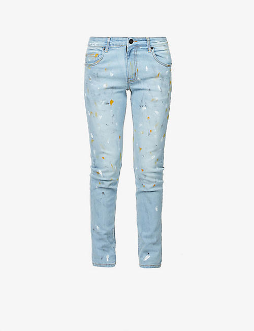 NO.91: Heavy Paint paint-splattered slim-fit stretch-denim jeans