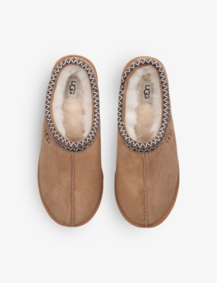 Ugg Tasman Mens Suede Slip On Sheepskin Slippers In Tan