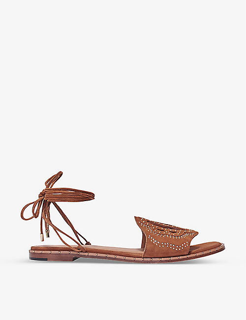 MAJE: Fiouclover studded suede sandals
