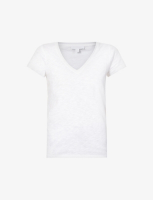 The White Company V-neck Organic-cotton T-shirt In White