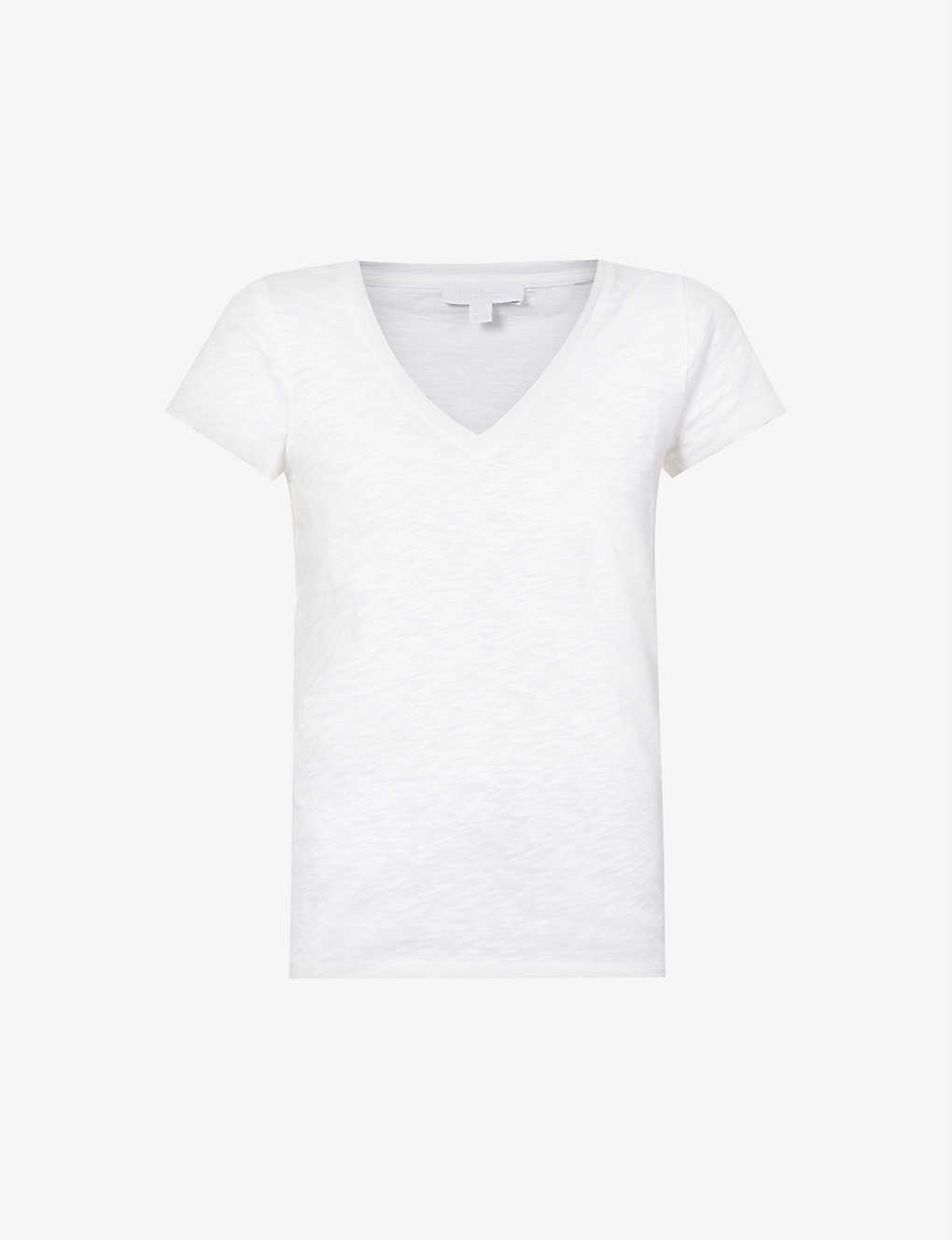 The White Company V-neck Organic-cotton T-shirt In White