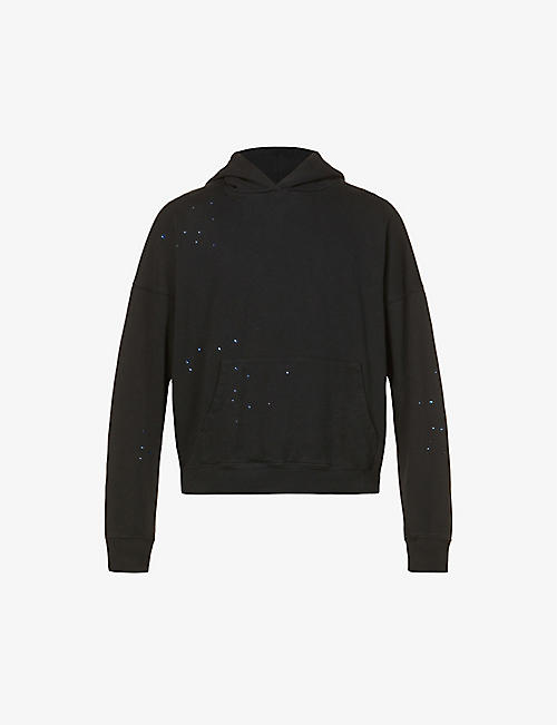 THE DAN LIFE: Distress crystal-embellished cotton-jersey hoody