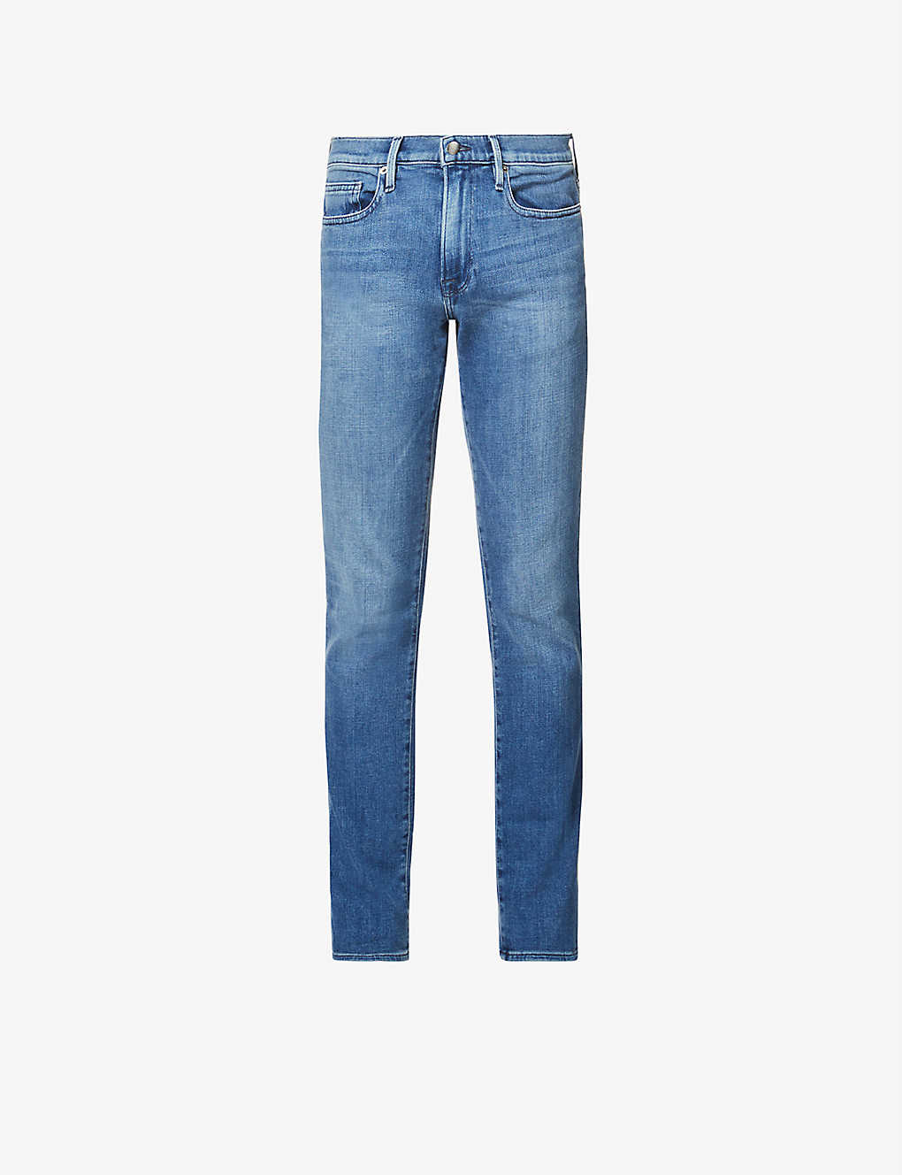 Shop Frame L'homme Slim-fit Slim-leg Cotton-blend Denim Jeans In Bradbury