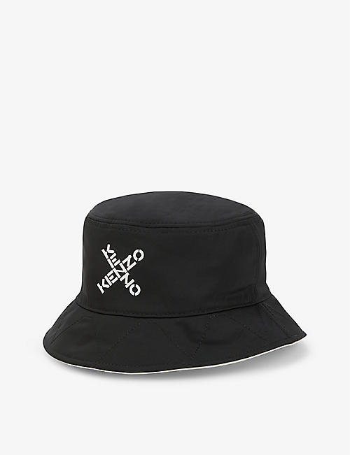 KENZO: Logo-embroidered curved-brim woven bucket hat