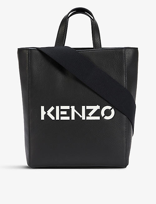 KENZO: Logo-print mini leather tote bag