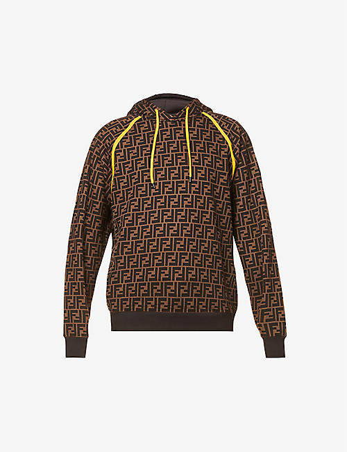 FENDI: Logo-print relaxed-fit cotton-jersey hoody