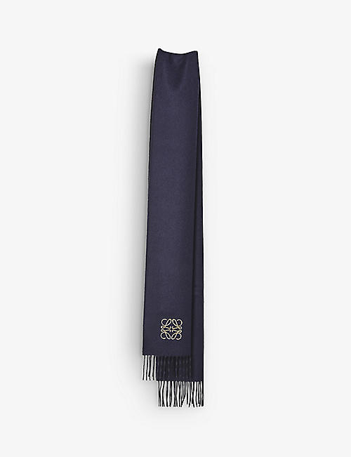 LOEWE: Anagram-embroidered wool and cashmere-blend scarf