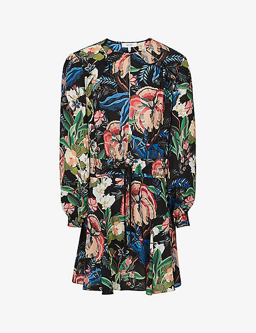 REISS: Alyssa floral-print relaxed-fit mini dress