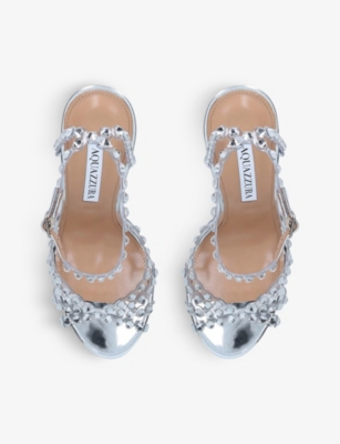 AQUAZZURA Tequila crystal-embellished leather heeled sandals