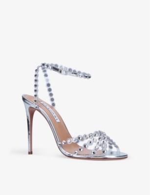 AQUAZZURA Tequila crystal-embellished leather heeled sandals