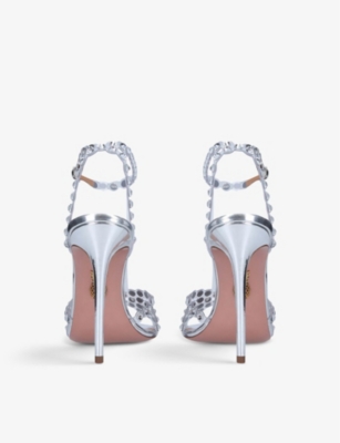 AQUAZZURA Tequila crystal-embellished leather heeled sandals