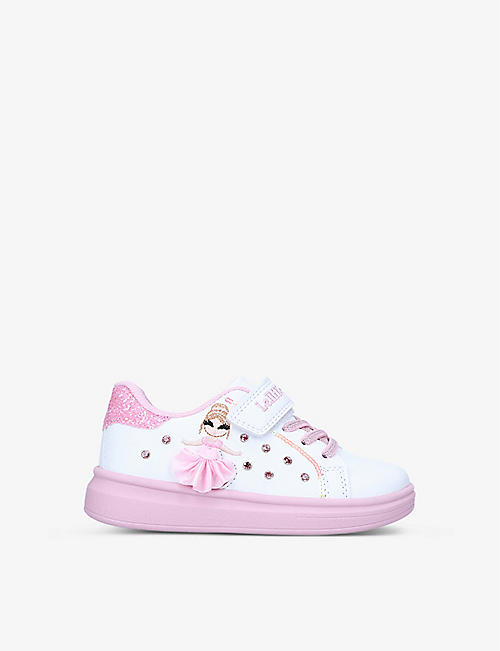 LELLI KELLY: Mille Stelle tutu-trimmed leather low-top trainers 4-5 years