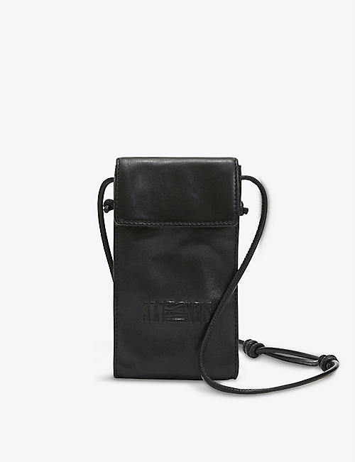 ALLSAINTS: Oppose debossed-branding leather phone pouch