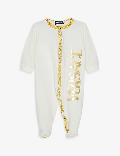 VERSACE: Barocco graphic-print stretch-cotton sleepsuit set 0-6 months