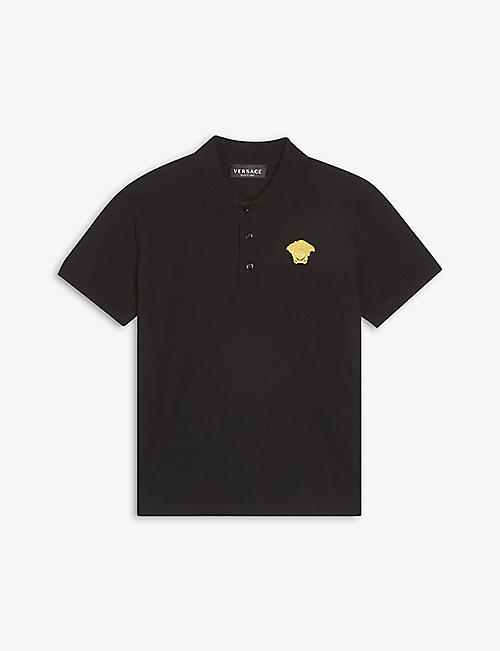 VERSACE: Medusa-embroidered cotton polo shirt 4-14 years