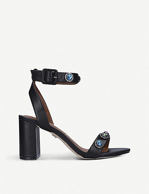 KURT GEIGER LONDON: Octavia gemstone-embellished leather sandals