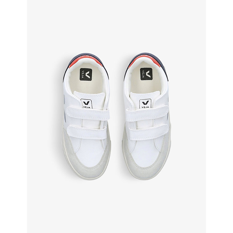 Shop Veja Girls White/comb Kids V-12 Branded Leather Low-top Trainers 2-5 Years