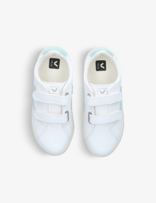Shop Veja Girls White/comb Kids Esplar Logo-embroidered Leather Low-top Trainers 6-9 Years