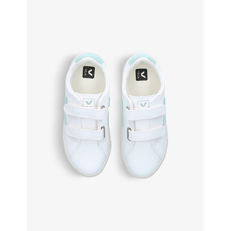 Shop Veja Esplar Logo-embroidered Leather Low-top Trainers 6-9 Years In White/comb