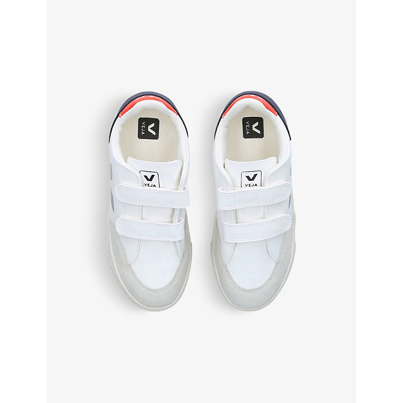 Shop Veja Girls White/comb Kids V-12 Branded Leather Low-top Trainers 6-9 Years