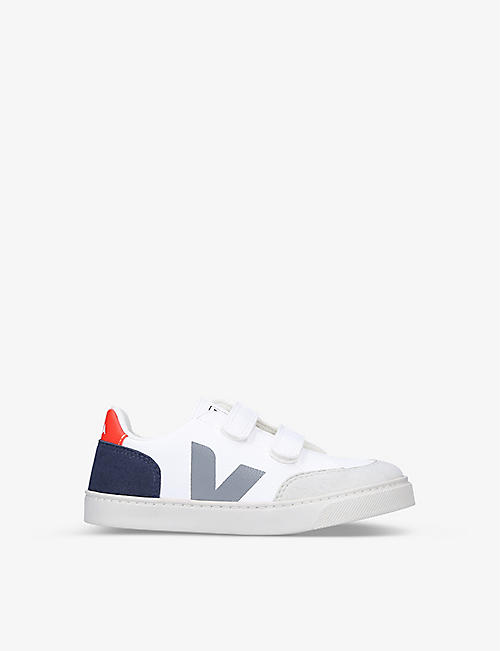 VEJA: V-12 branded leather low-top trainers 6-9 years