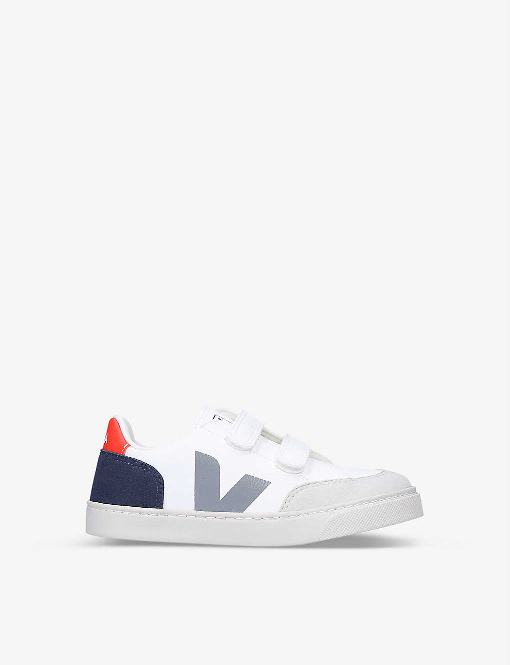 Veja Kids' V-12 Branded Leather Low-top Trainers 6-9 Years In White/comb