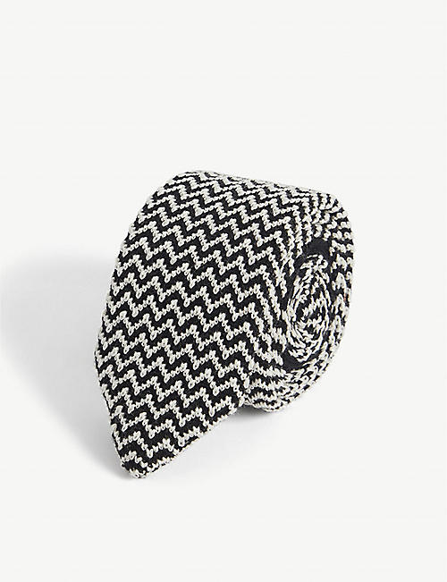 MISSONI: Zigzag-knit slim-blade wool and silk-blend tie
