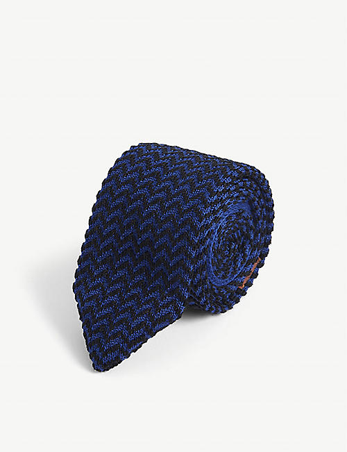 MISSONI: Zigzag-print slim-blade wool and silk tie