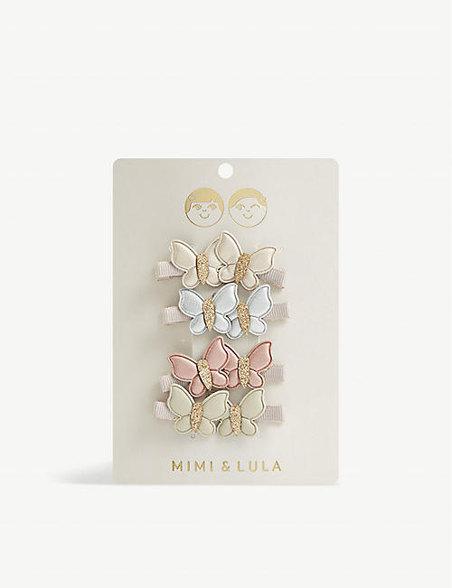 MIMI & LULA: Shimmer butterfly mini clips pack of eight