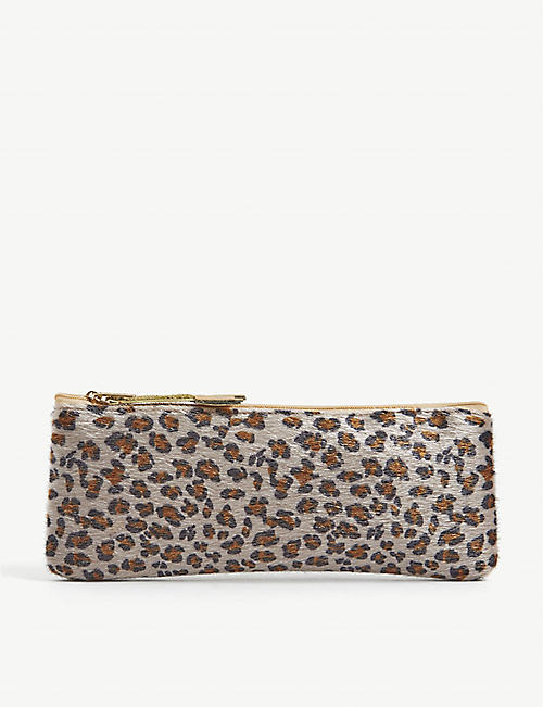 MIMI & LULA: Leopard-print woven pencil case