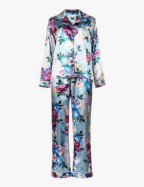 CHI CHI LONDON: Floral-print woven-satin pyjamas