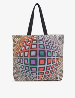 Vasarely Anneaux Geometric-print Organic-cotton Tote Bag | ModeSens