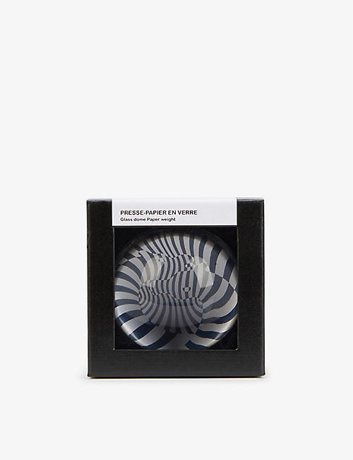 VASARELY EDITIONS: Zebres graphic-print glass paperweight 5cm