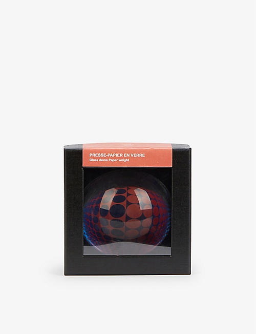 VASARELY EDITIONS: Vega graphic-print glass paperweight 5cm