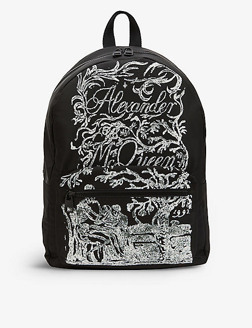 ALEXANDER MCQUEEN: Metropolitan logo graphic-print shell backpack