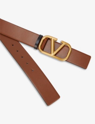 Shop Valentino Garavani Womens Selleria-nero Vlogo Standard Reversible Leather Belt In Brown